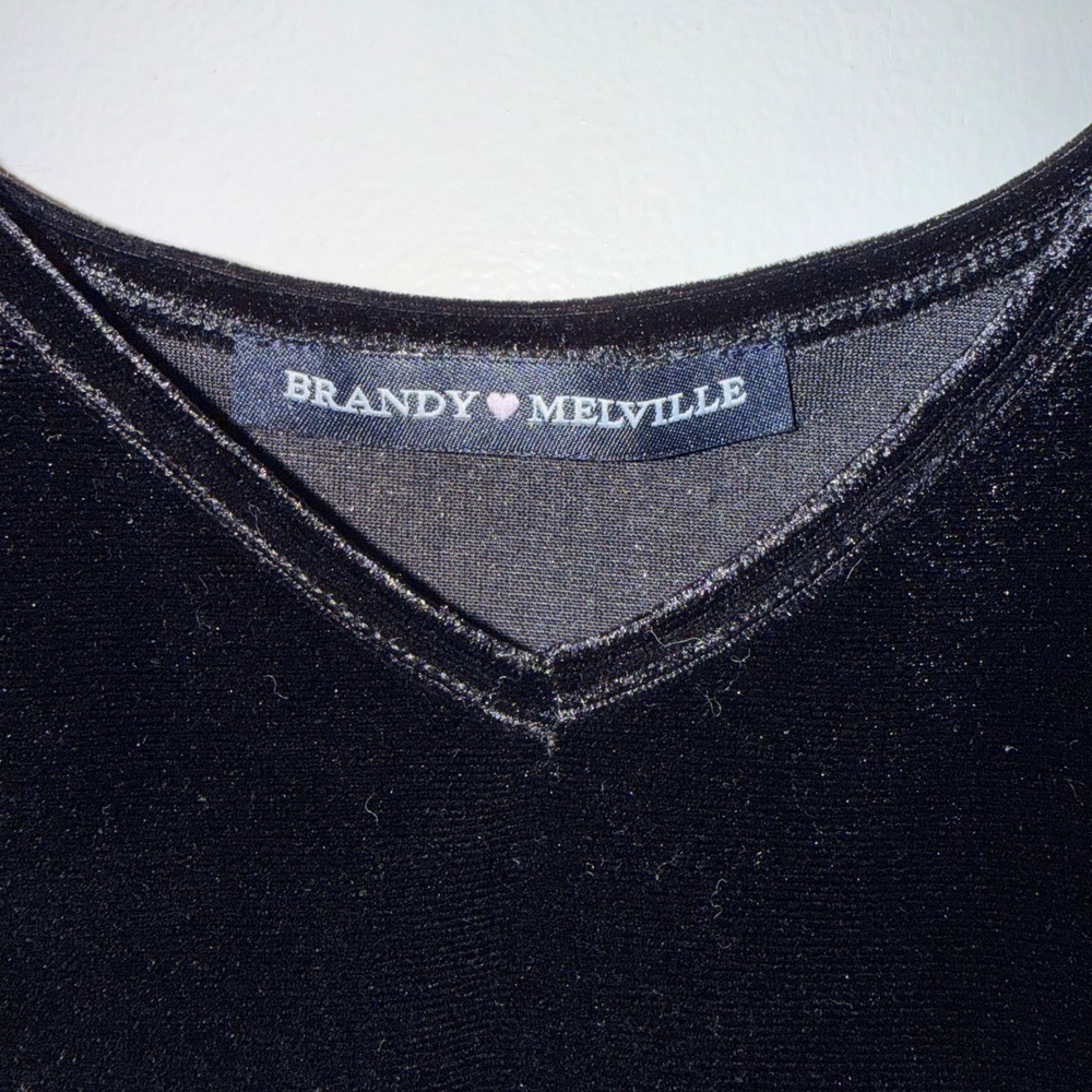 Brandy Melville Slip Dress Womens One Size Black Velvet Polyester Elastane - Picture 4 of 5